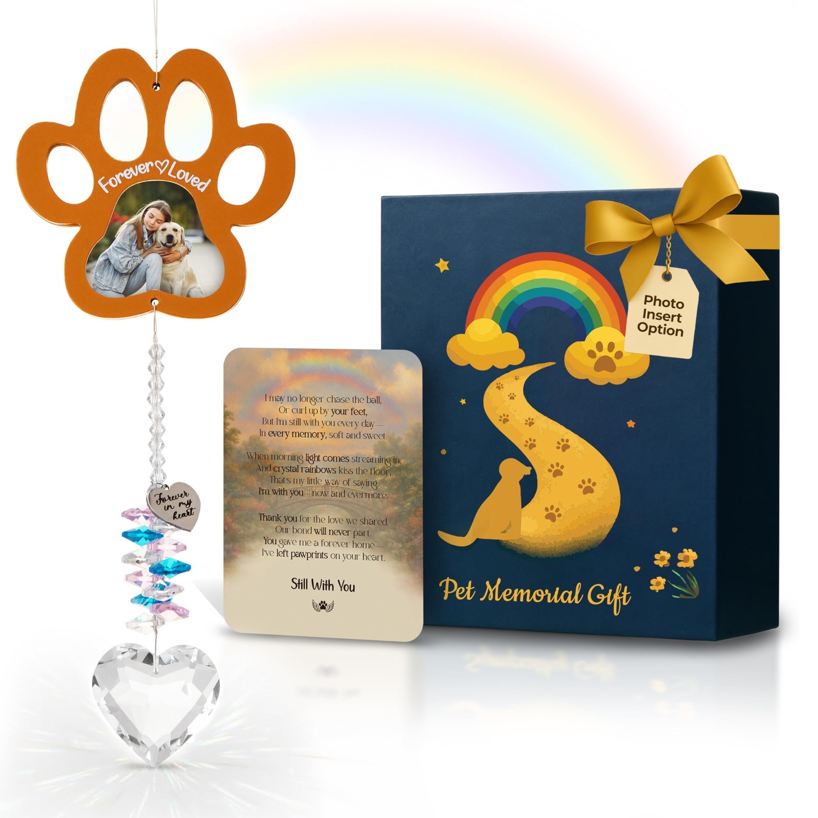 Personalized Brown Pet Memorial Gifts for Dogs – Rainbow Bridge Sympathy Hang…