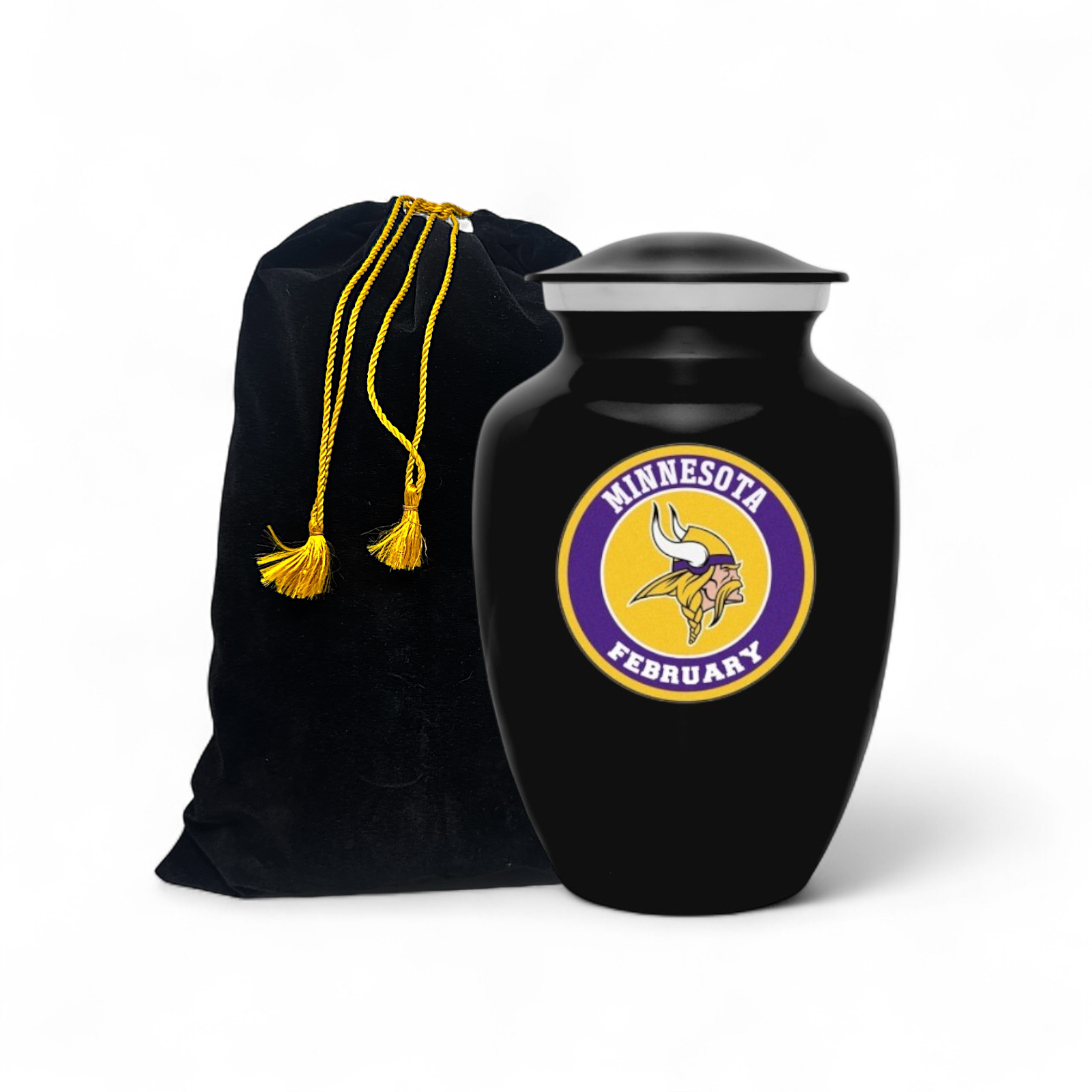Minnesota Vikings Football Style Cremation Urn Adult Ashes Black Metal 8 In Urns