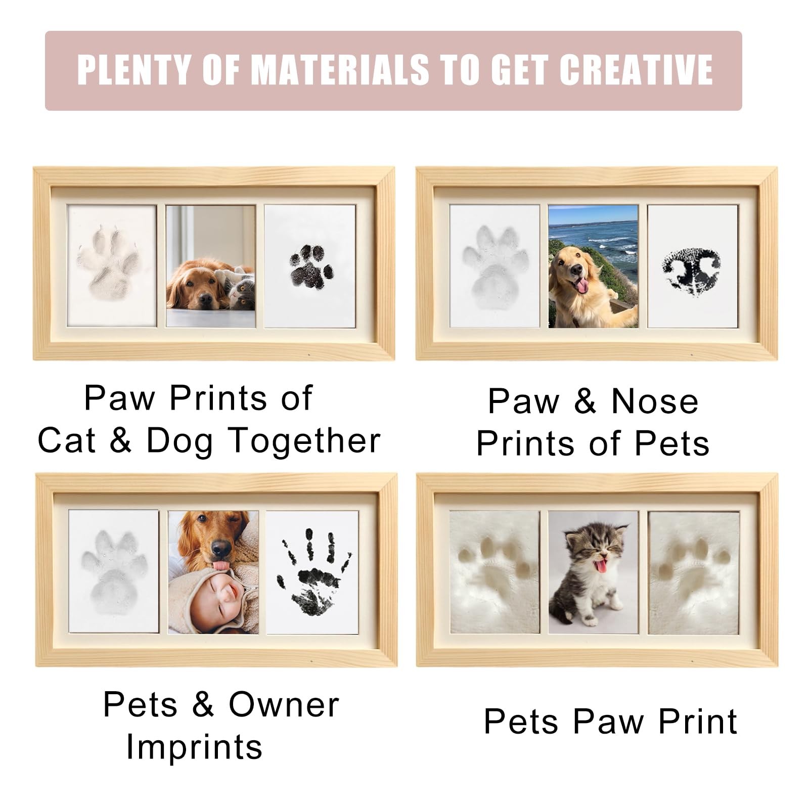 ZAPVLVT Paw Print Impression Kit for Dogs and Cats, 2 large, Pet-Photo-Frame