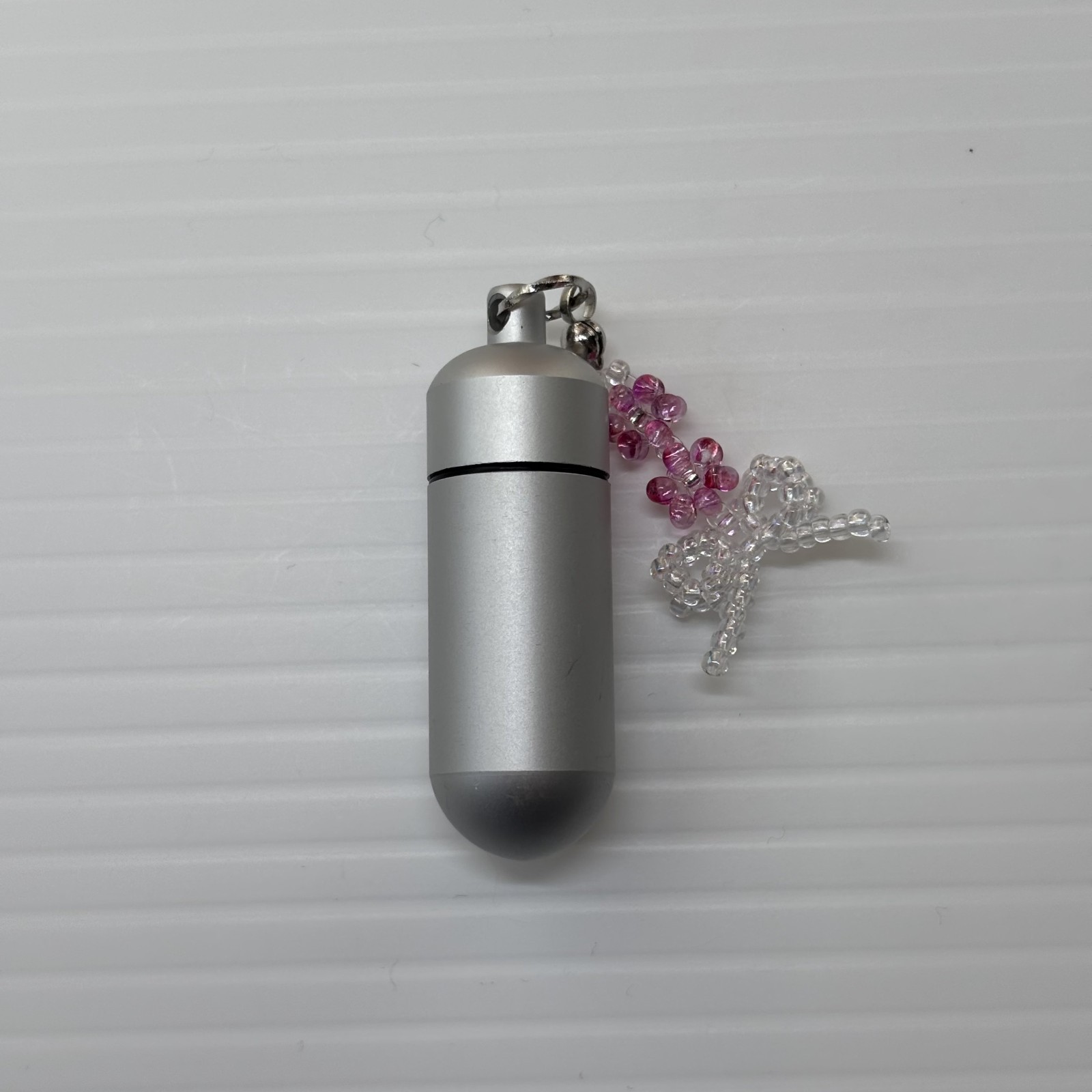 Cremation Ashes Keychain – Cremation Keepsake(pink flowers and white ribbon)