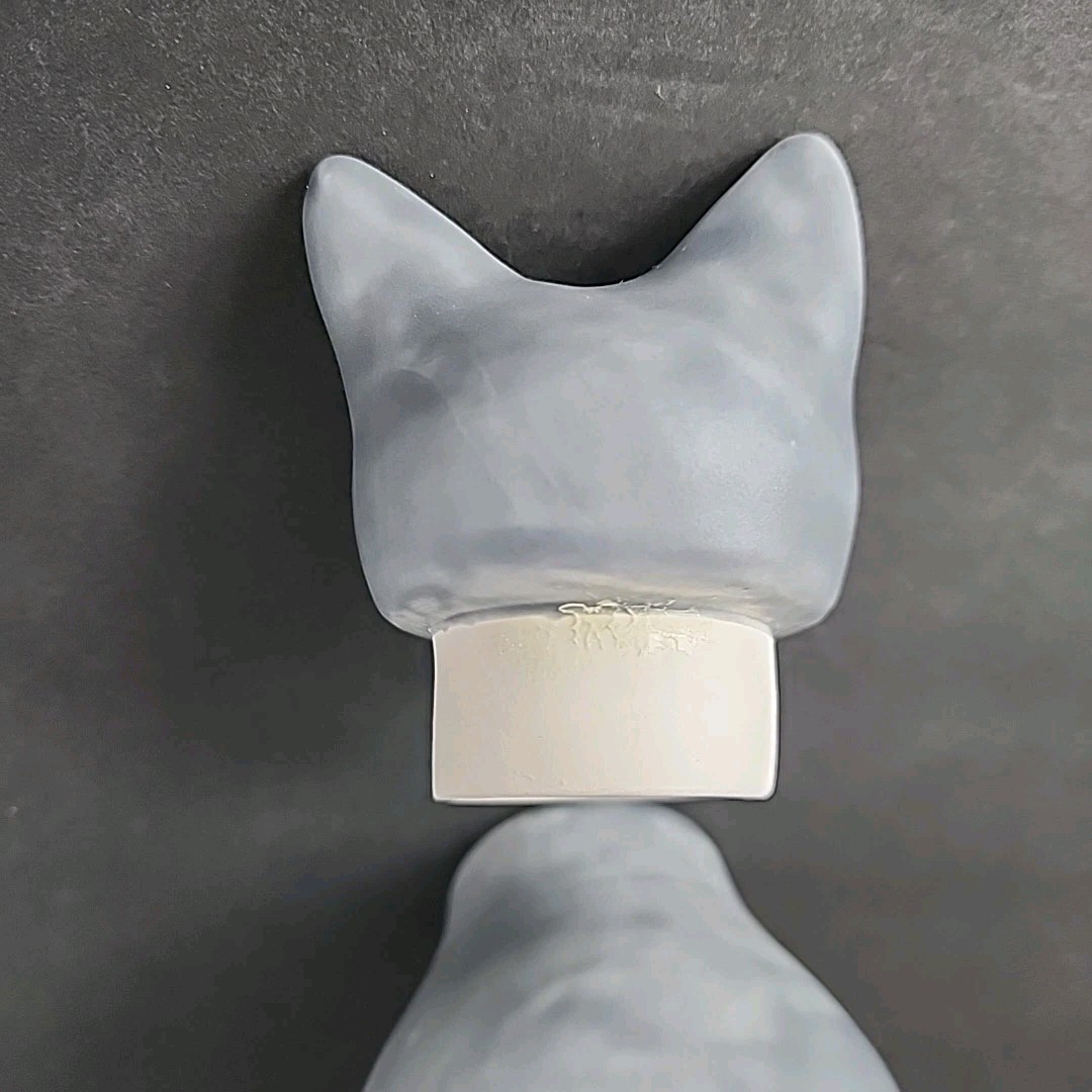 Basst Cat Urn By Charm Ceramic 8″ Smooth Light Gray Feline Figure Studio Art