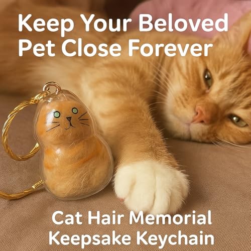 Cat Hair Storage Keychain – Memorial Gift for Pet Lovers, Transparent Cat F