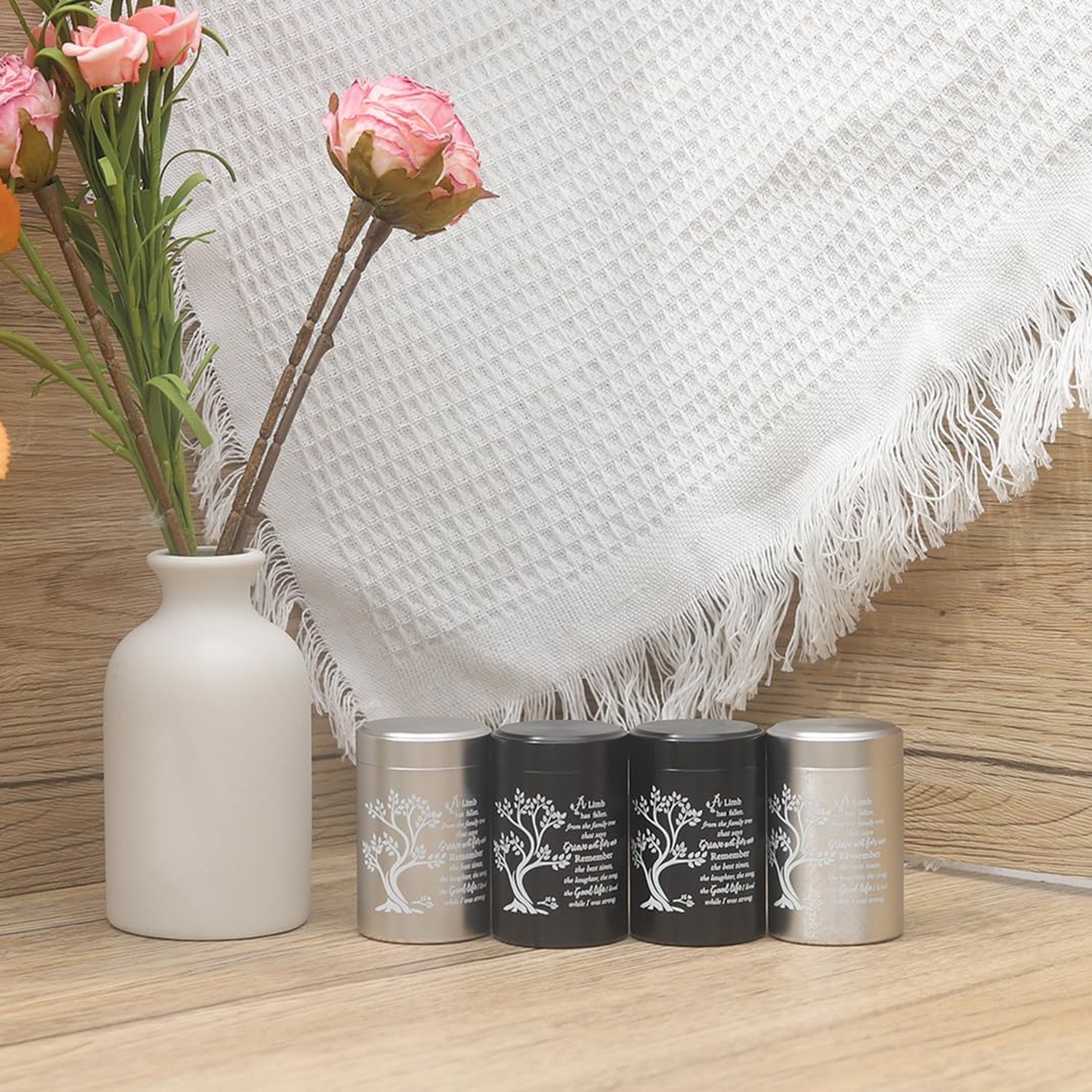 Small Aluminum Keepsake Urns for Human Ashes – Set of 4 Mini Memorial Urns – …