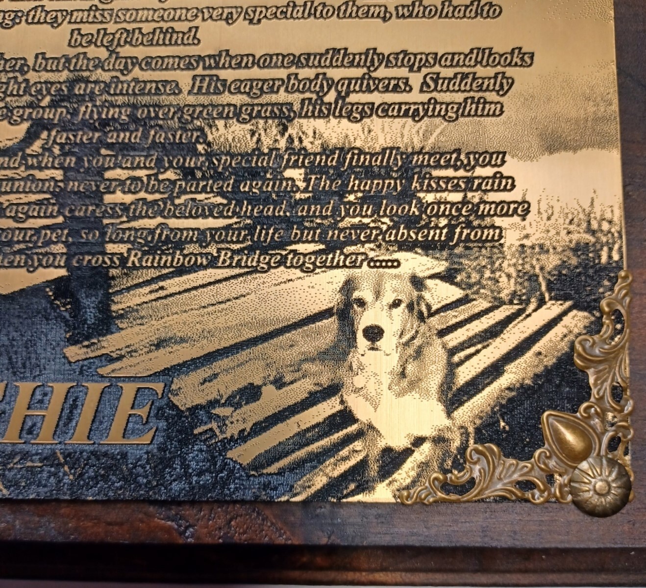 Rainbow Bridge Personalized Pet Memorial Engraved Plaque