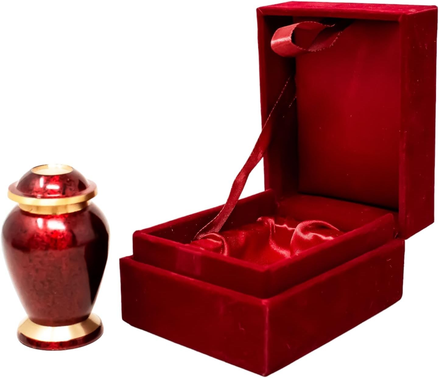 Mini Cremation Urn for Human & Pet Ashes Red Keepsake 3 Inch Small Memorial Gift