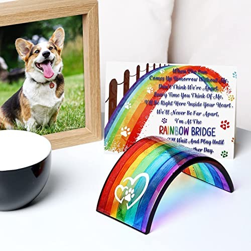 Huray Rayho Rainbow Bridge Fused Glass 3D Colorful Memorial Gift for Pet Lover