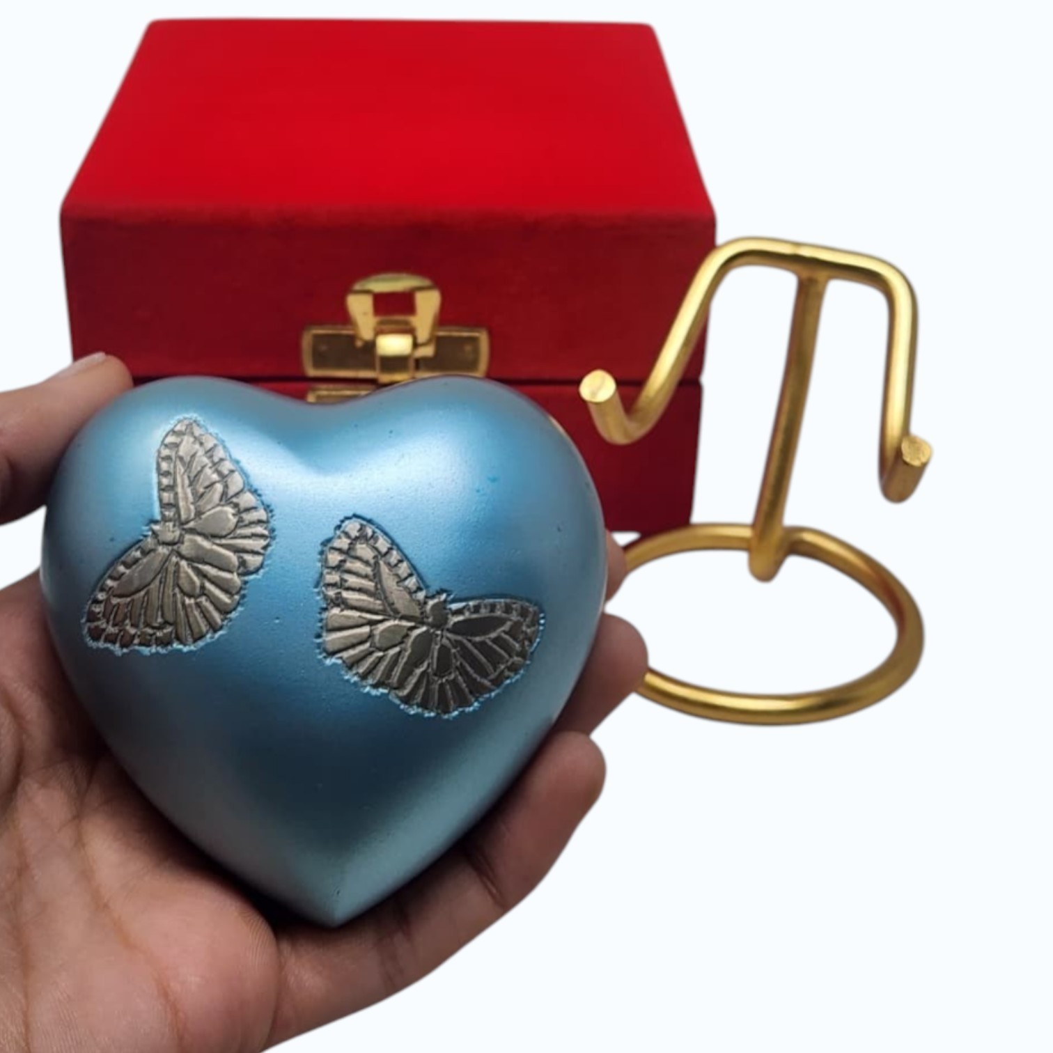 Blue Heart Butterfly Cremation Urn keepsake Memorial Urn For Human Ashes