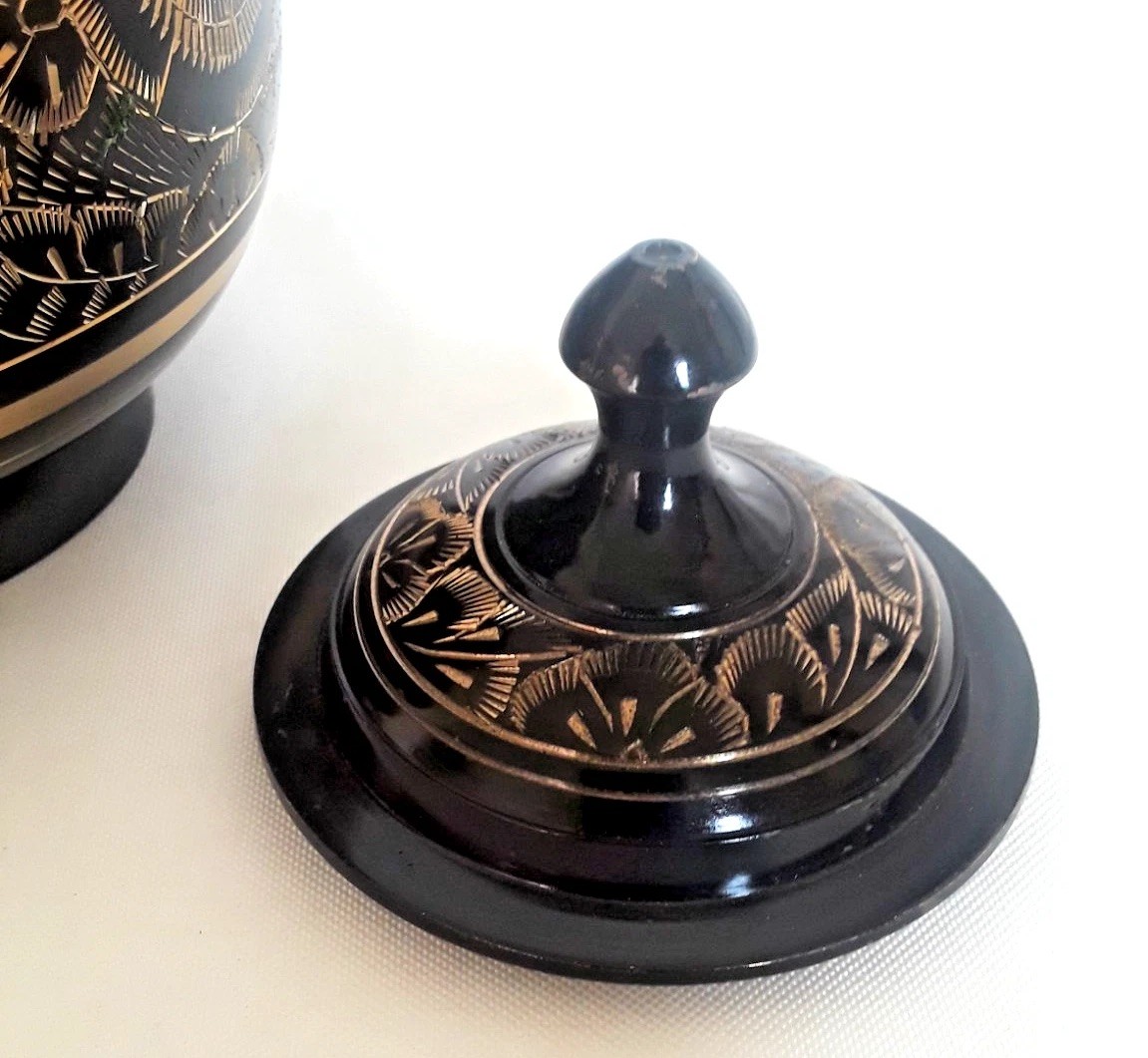Solid Brass Lacquered Hand Etched Pet Memorial Urn Remembrance Screw On Lid