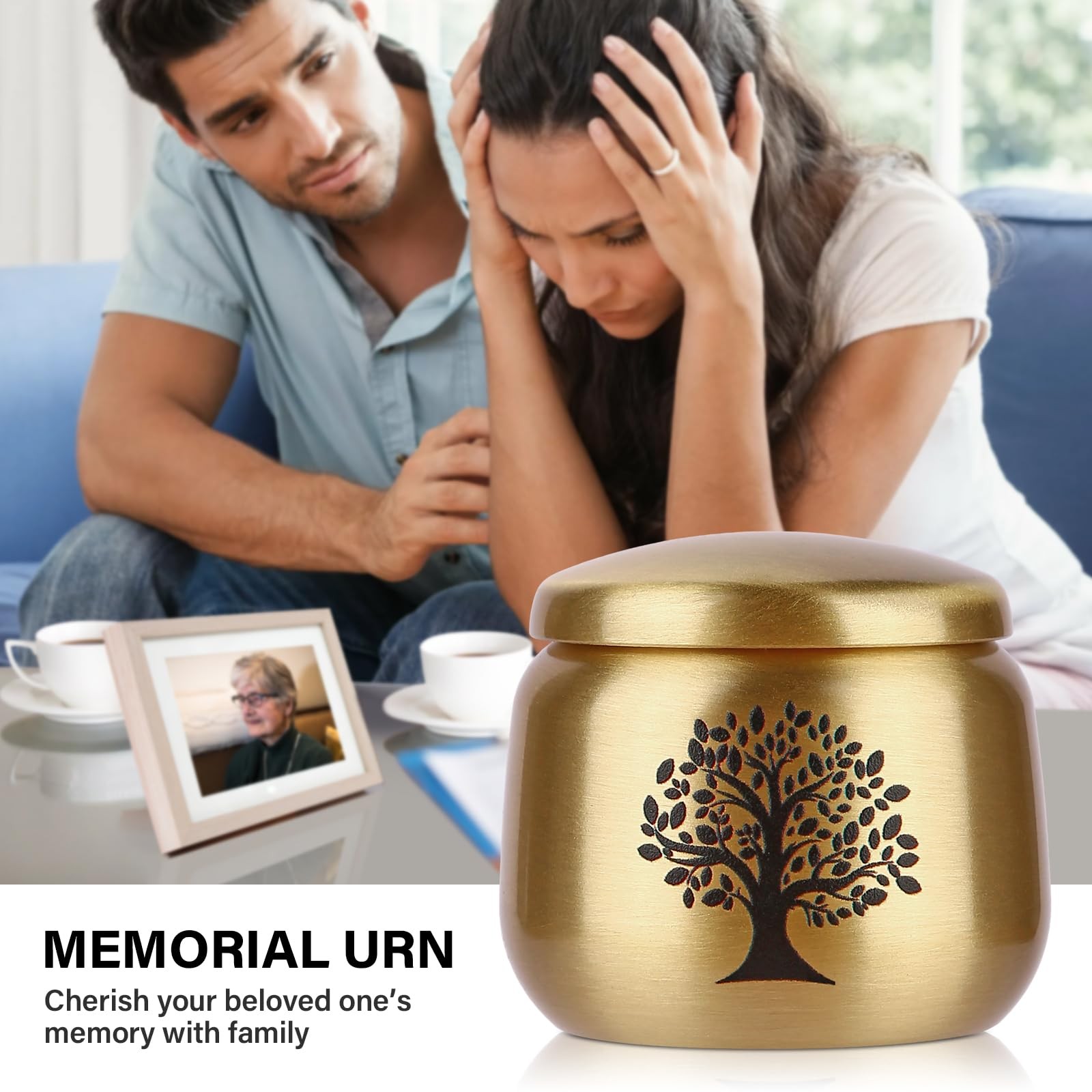 Small Urns for Human Ashes Keepsake Set of 1,Mini 1.6”x1.5”,1pc, Yellow