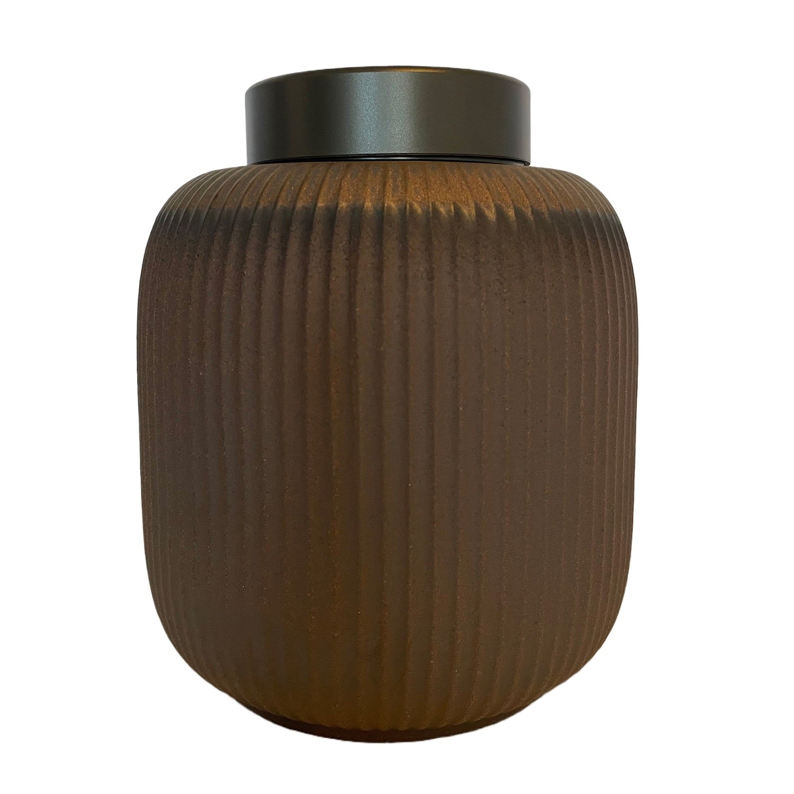 Ceramic Memorial Cremation Urn with Metal Lids for Human or Pet Ashes (Brown)