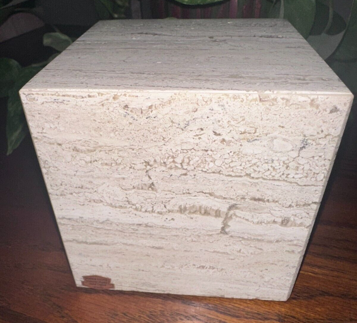 Natural light travertine marble cube pet urn memorial dog cremains handmade cat