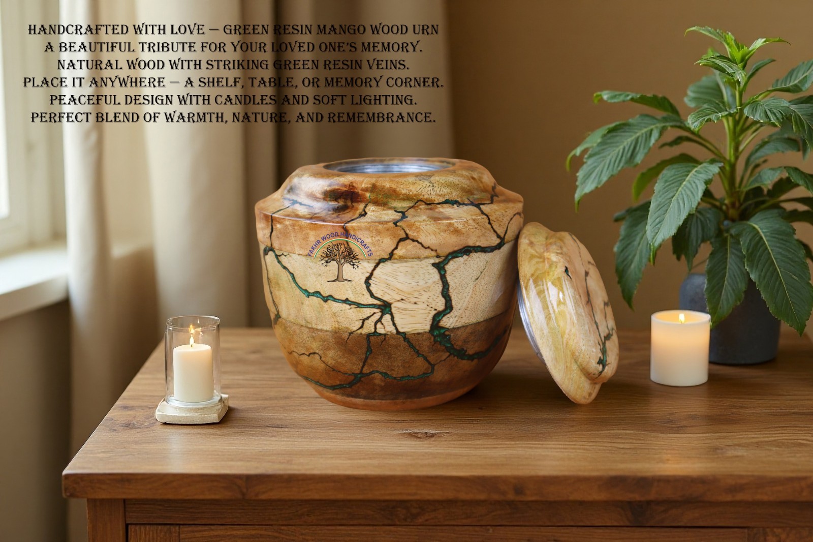 Wooden Urn for Human Ashes Adult Male Female | Cremation Urn Box Keepsake