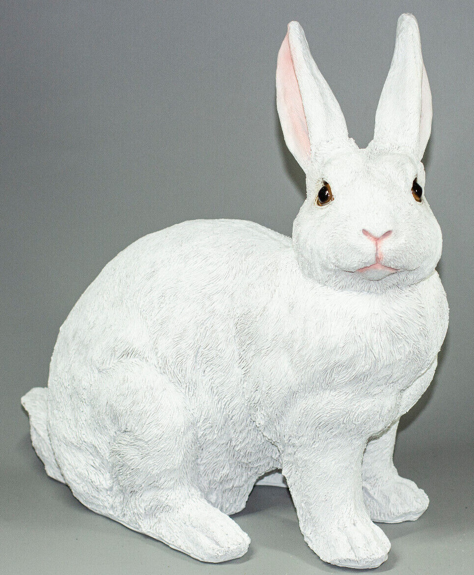 White Rabbit Urn Bunny Memorial Sculpture Pet Grave Decor Funeral Figurine Large