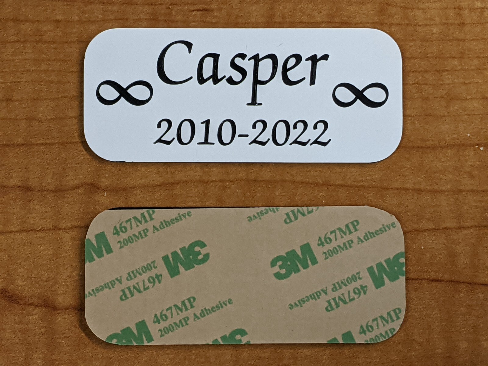 Custom Engraved 1.50×3.50 White or Gray Pet Name Memorial Urn Plaque Sign Plate