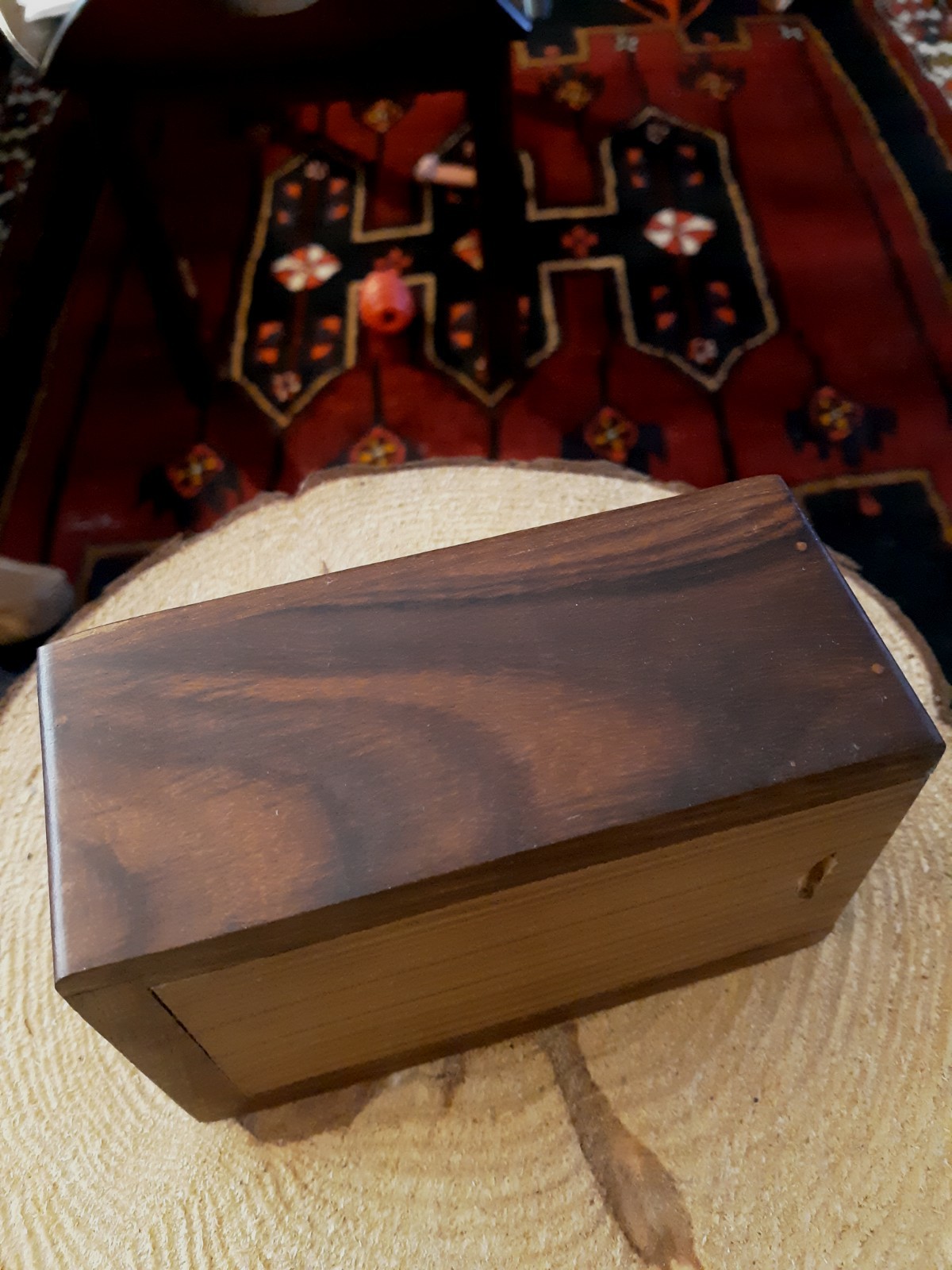Pet Ash Holder Hand Carved Tree Of Life Wooden Box W Base Slide Opening