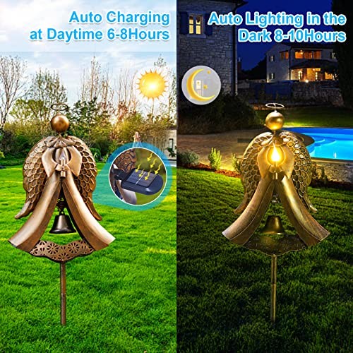 Solar Metal Grave Decorations for Cemetery Perfect as Angel Angel Stake