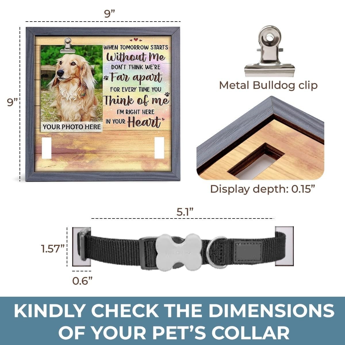 Pawfect House Dog Memorial Gifts for Loss with Collar, Dog Photo Frame, Memory