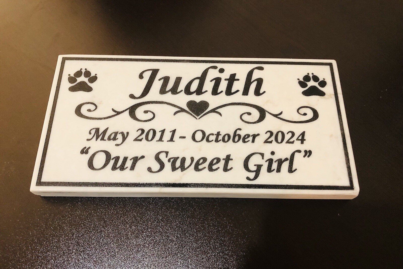12″x 6″x 3/4″ Custom Engraved Stone Pet Memorial,Grave Marker Marble Plaque