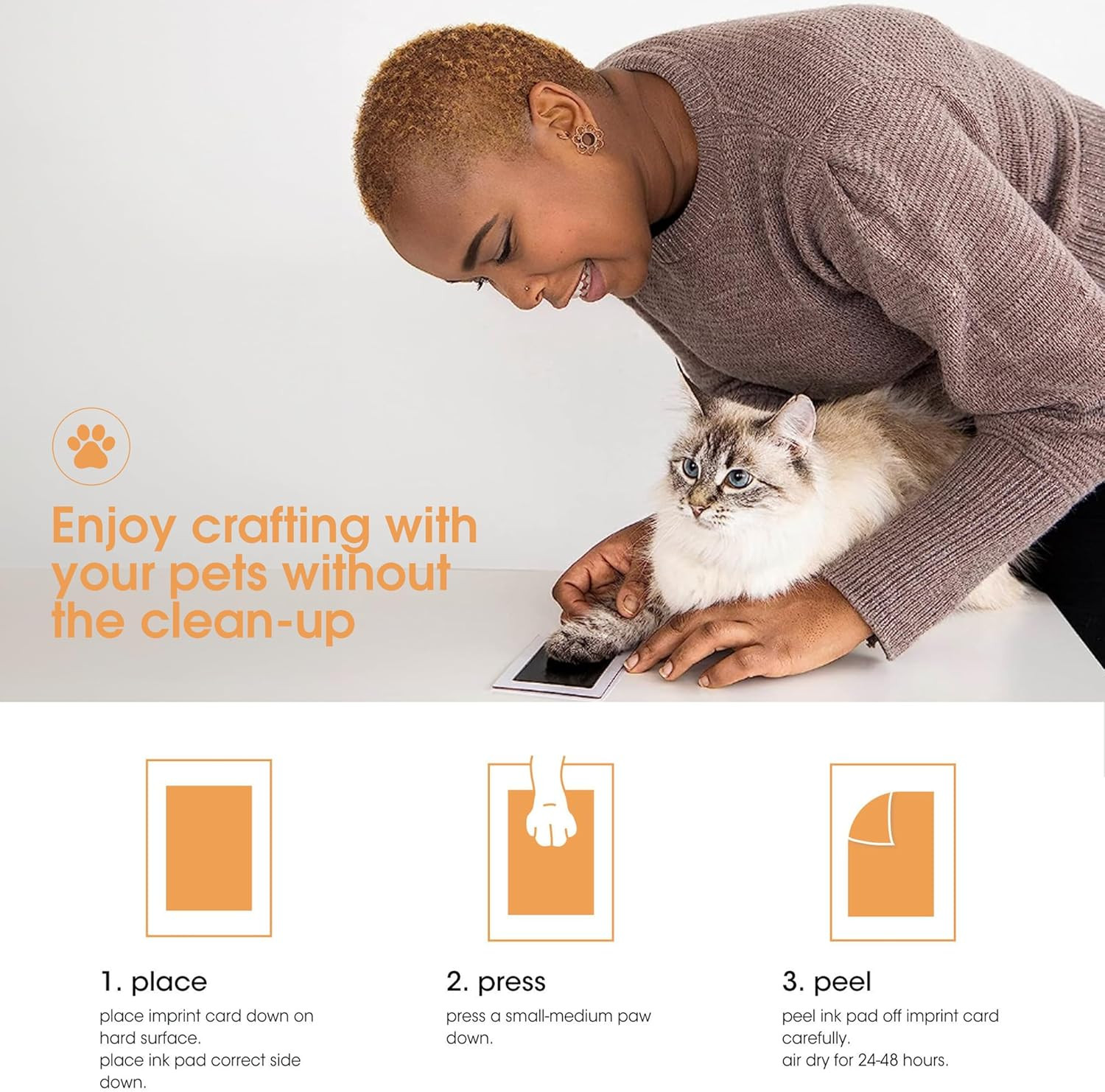 Paw Print Clean Touch Ink Pad Kit for Dogs and Cats, Pet Owner Keepsake, DIY Ink