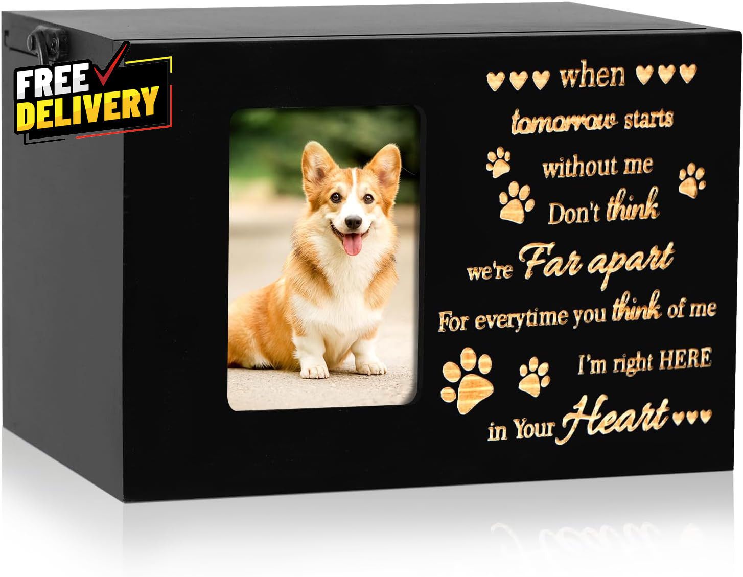 Pet Urns for Dog or Cat Ashes Wooden Funeral Cremation Urns with Photo Frame….