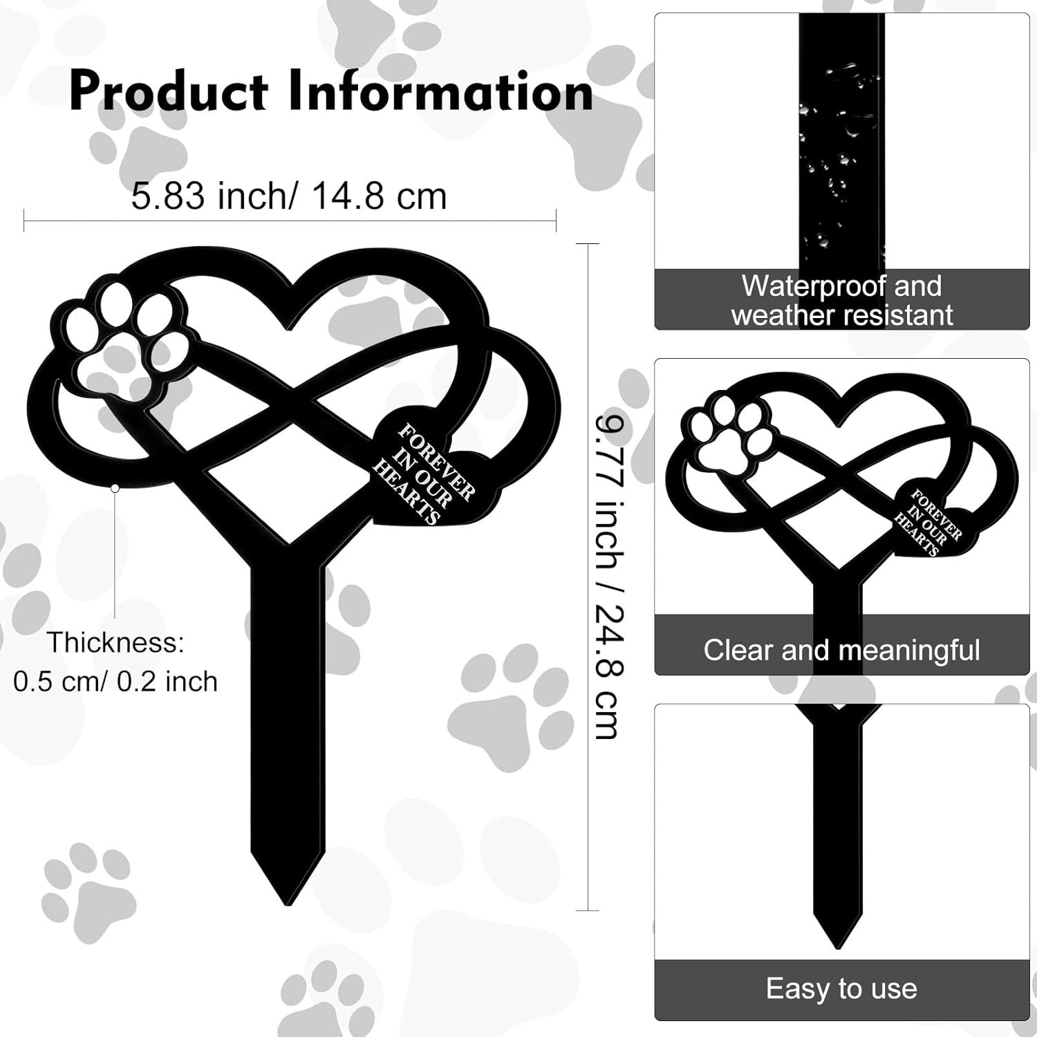 Pet Markers for Dogs Cats, Waterproof Pet Stake Decorations for Cemetery, Memo