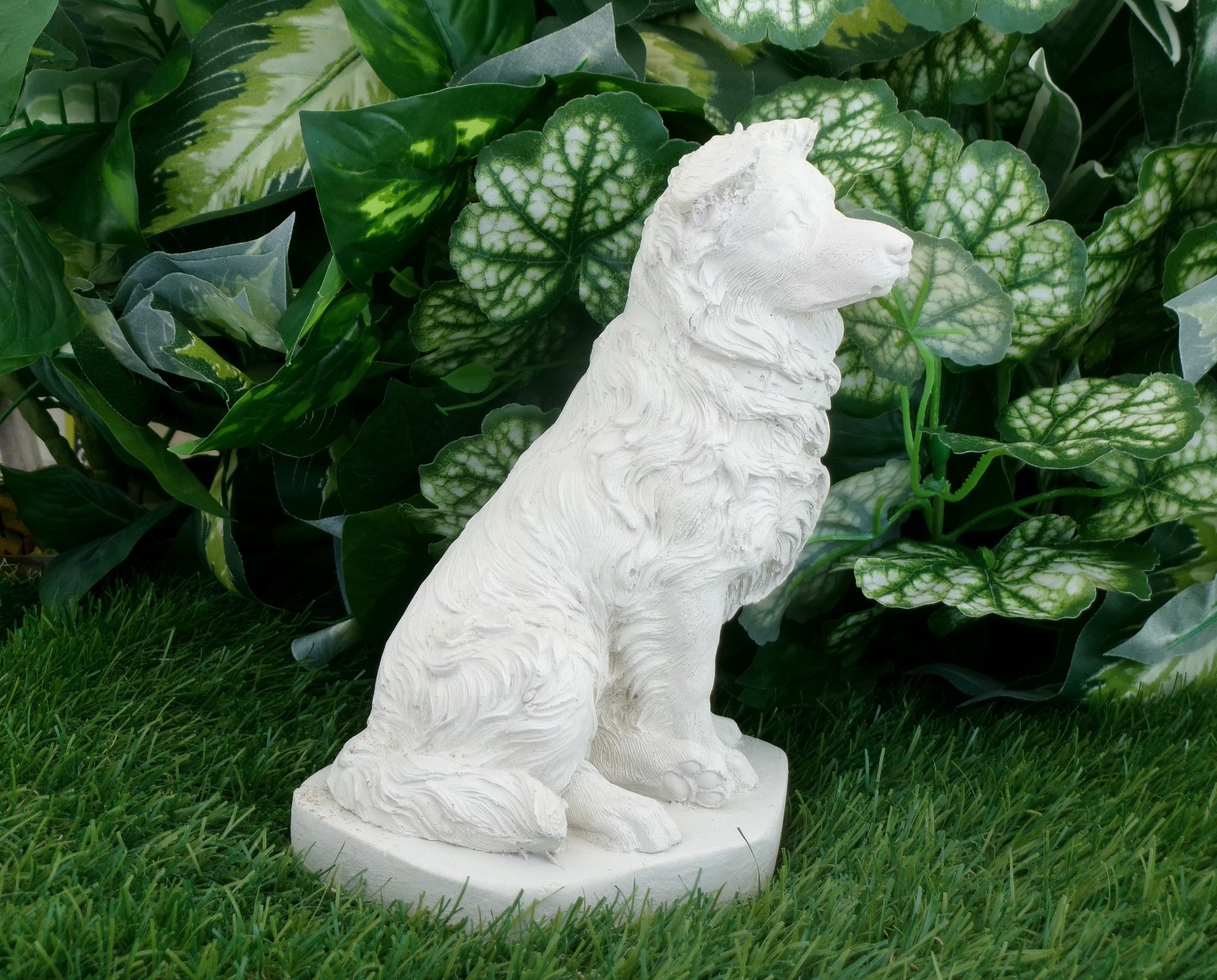 Border Collie Concrete Memorial Statue Dog Grave Decor Pet Loss Garden Keepsake