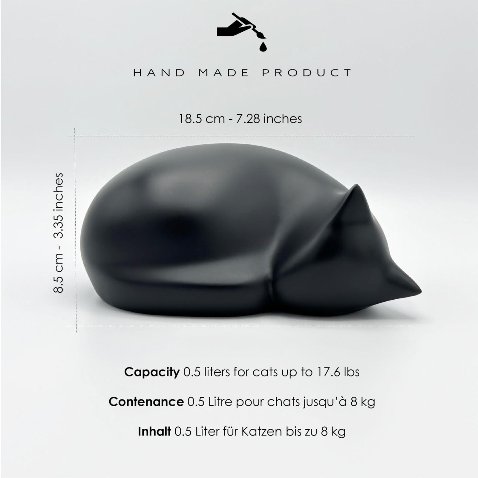 Sleeping cat Funeral urn, Black