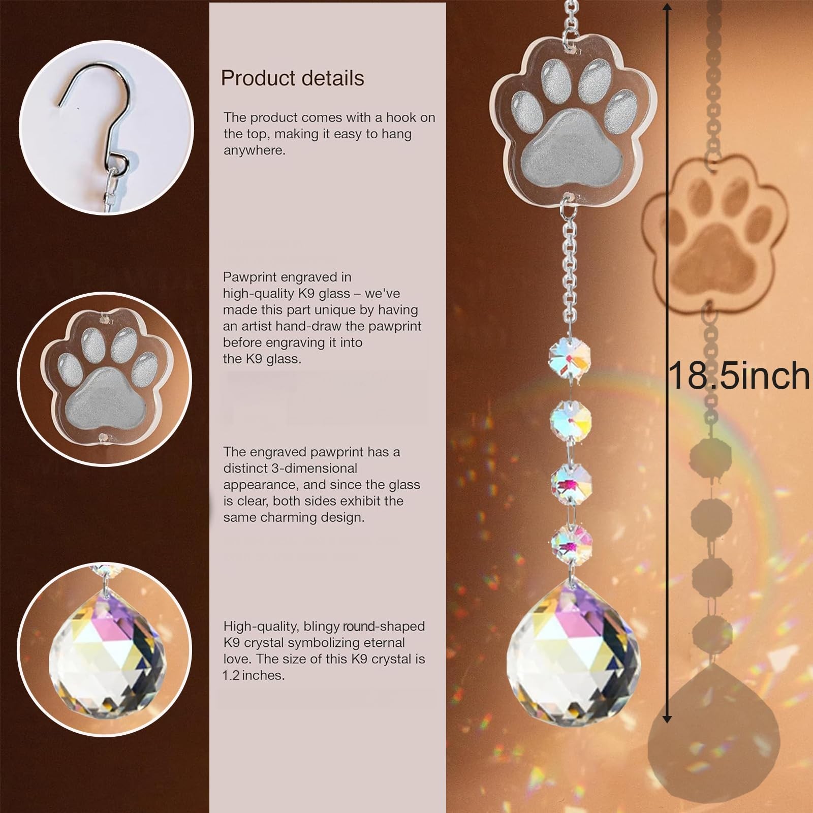 Dog Memorial Gifts for Loss of Dog, K9 Crystal Suncatcher Rainbow Maker Pet M…