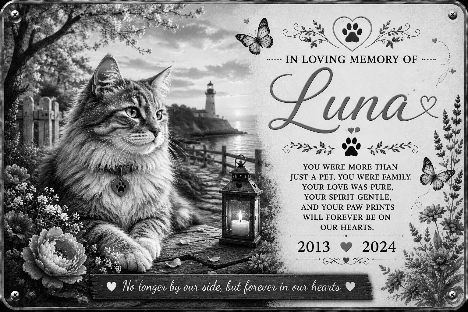 Personalised Pet Memorial Plaque Custom Photo Engraved Aluminium Dog Cat Horse