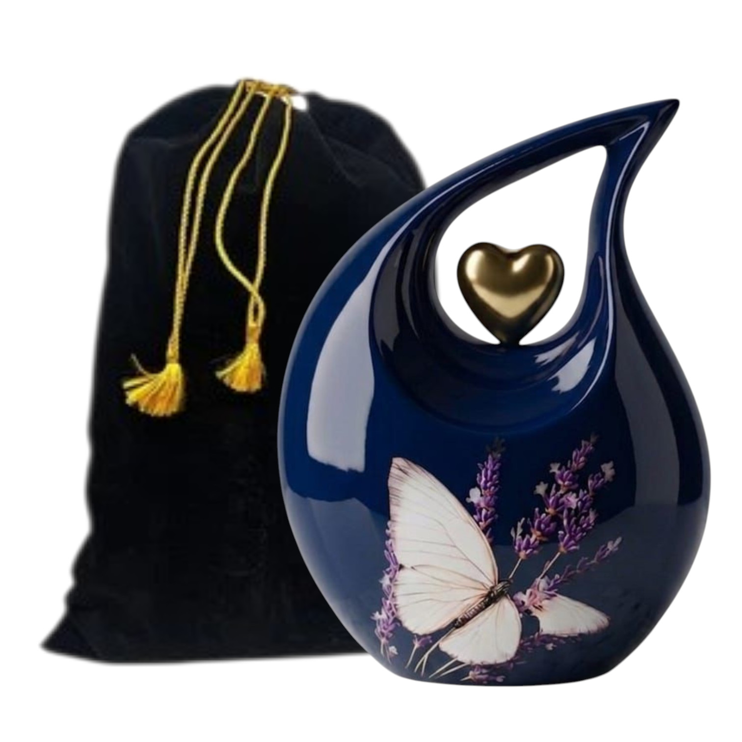 10 In Large Blue Teardrop Cremation Urn for Adult Human Ashes Urns Male & Female