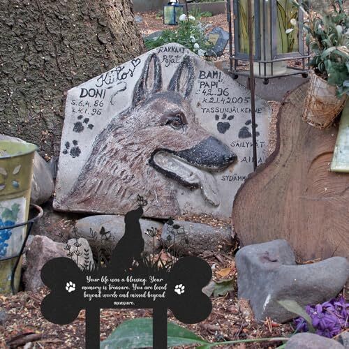 Pet Grave Markers Dog – Metal Dog Memorial Garden Markers Grave Decorations f…