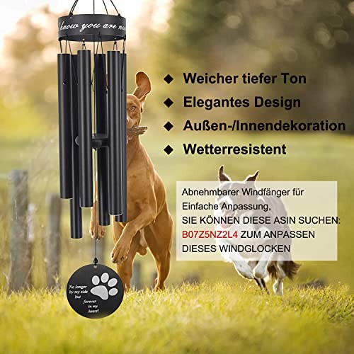 Pet Memorial Wind Chime, 30 Inches Paw Print Pet Forever in My Heart