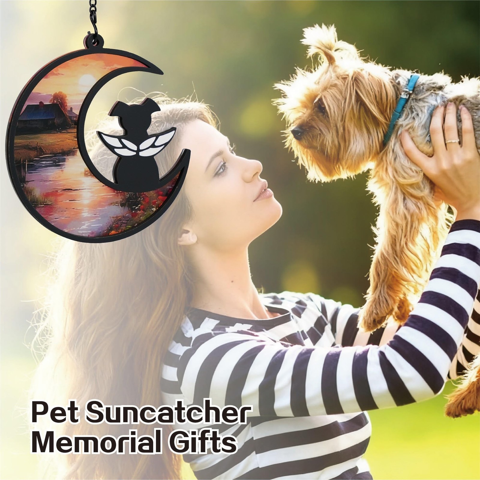 DIY Angel Dog Memorial Suncatcher with Sympathy Card, Engraved Pet Memorial O…