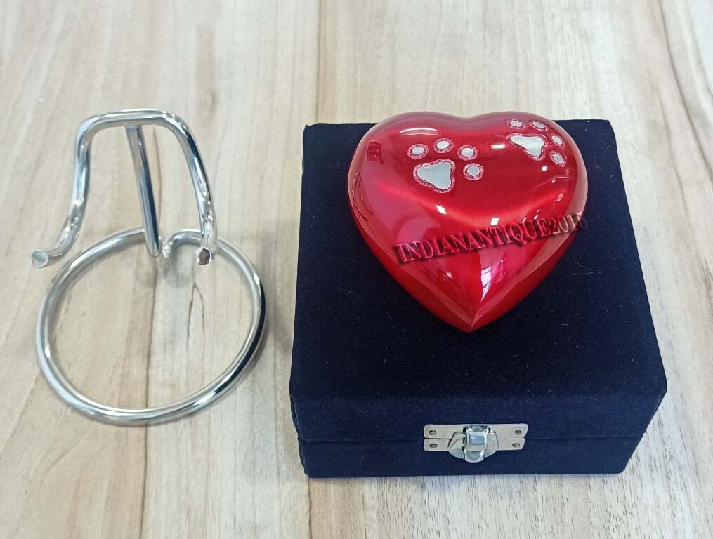 Red Urn Keepsake Mini Heart Cremation Foot Print Pet Memorial Urn