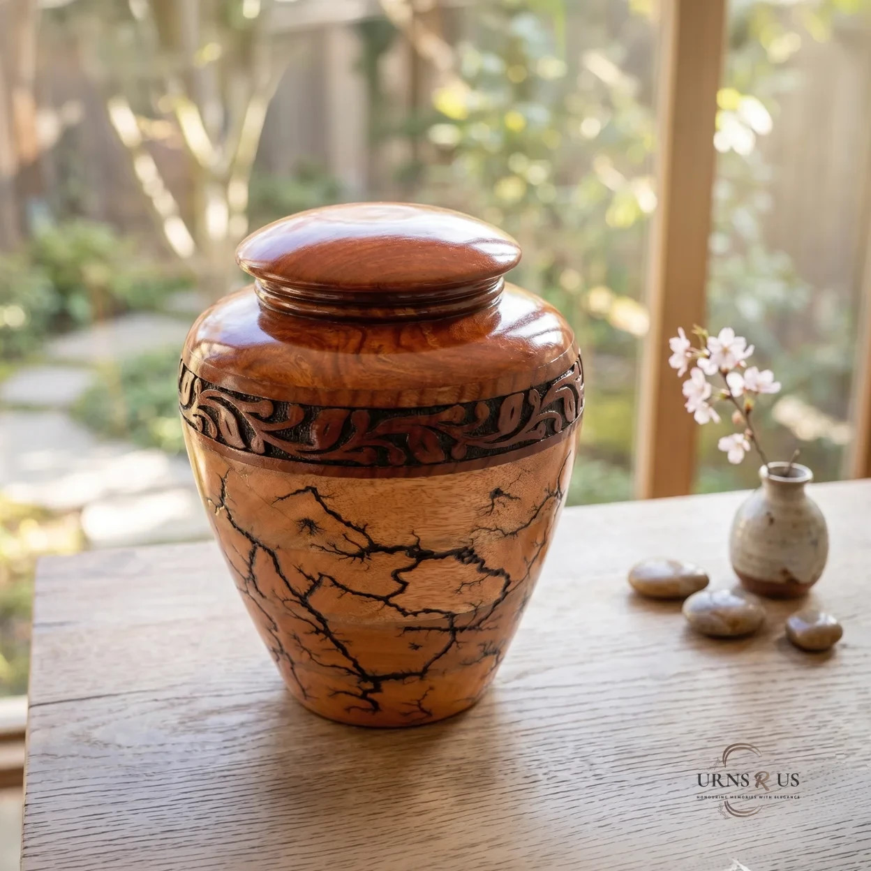 Eternal Edge Handcrafted Lichtenberg Fractal Wood Cremation Urn – Adult Urn