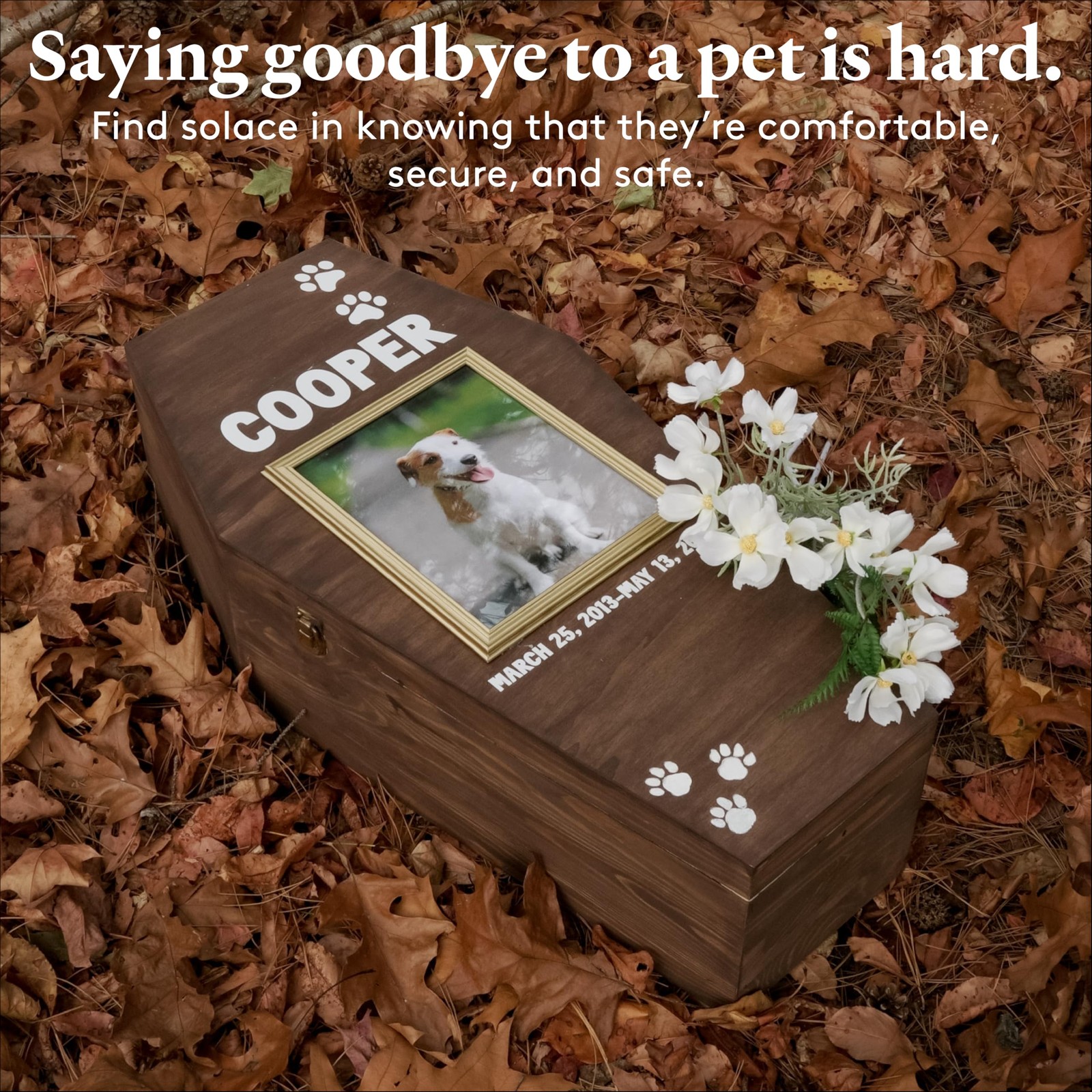 Pet Casket – 30″ Wooden Burial Box for Dogs and Cats, Strong and Safe Baltic …