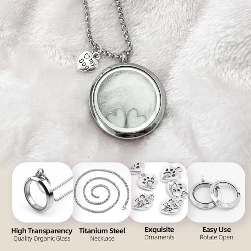 Ashes Hair Memory Urn Necklace – Glass Circle – Cat Fur Keepsake
