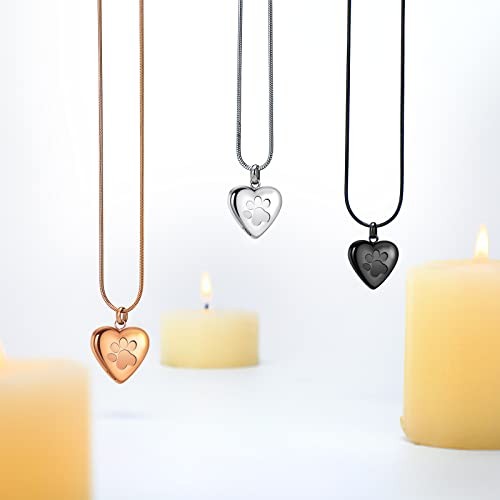3 Pcs Pet Ashes Necklace Pet Urns for Dogs Ashes Cremation Jewelry Paw Print