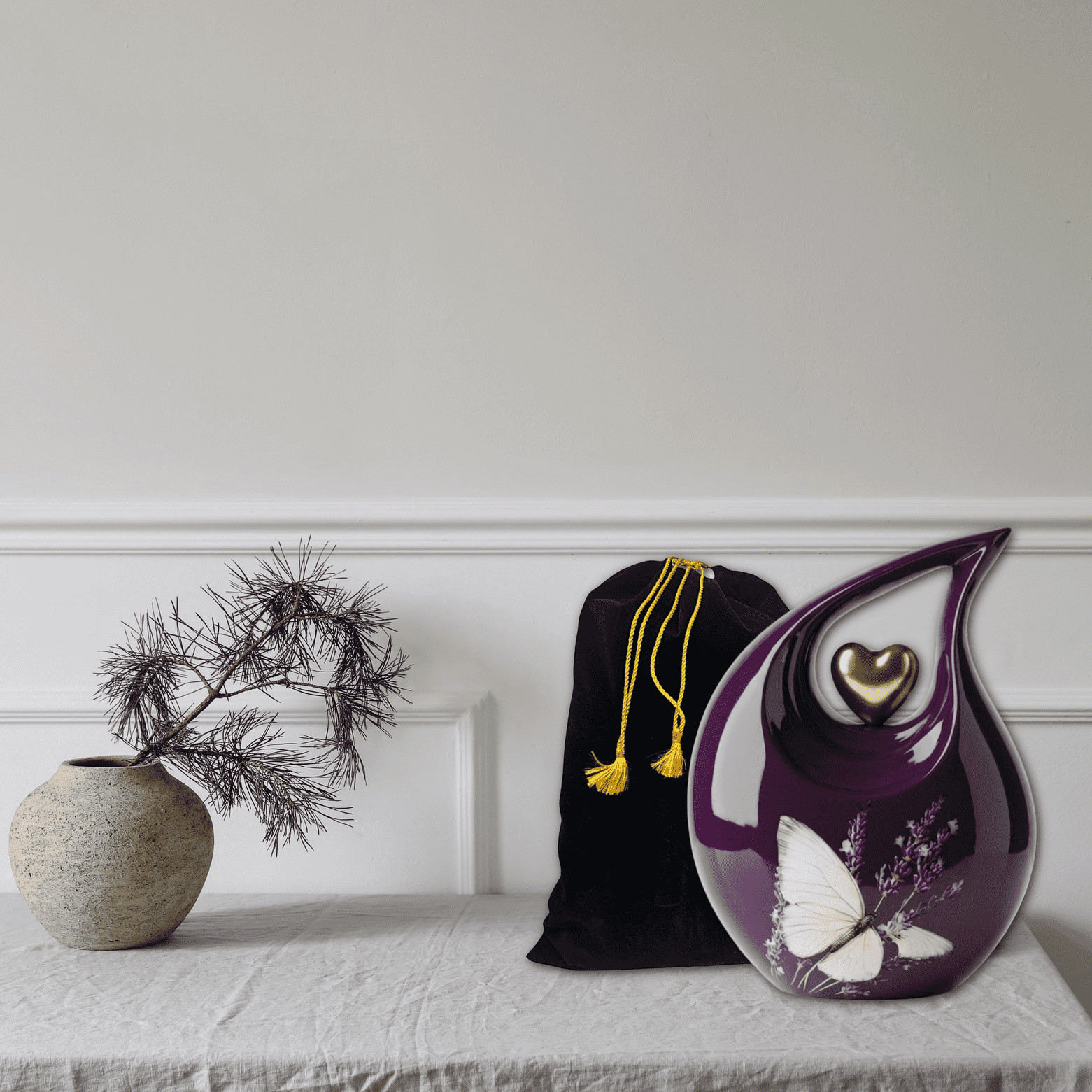 Teardrop Cremation Purple Urn Adult Human Ashes 200 Cu In Memorial Female Earns