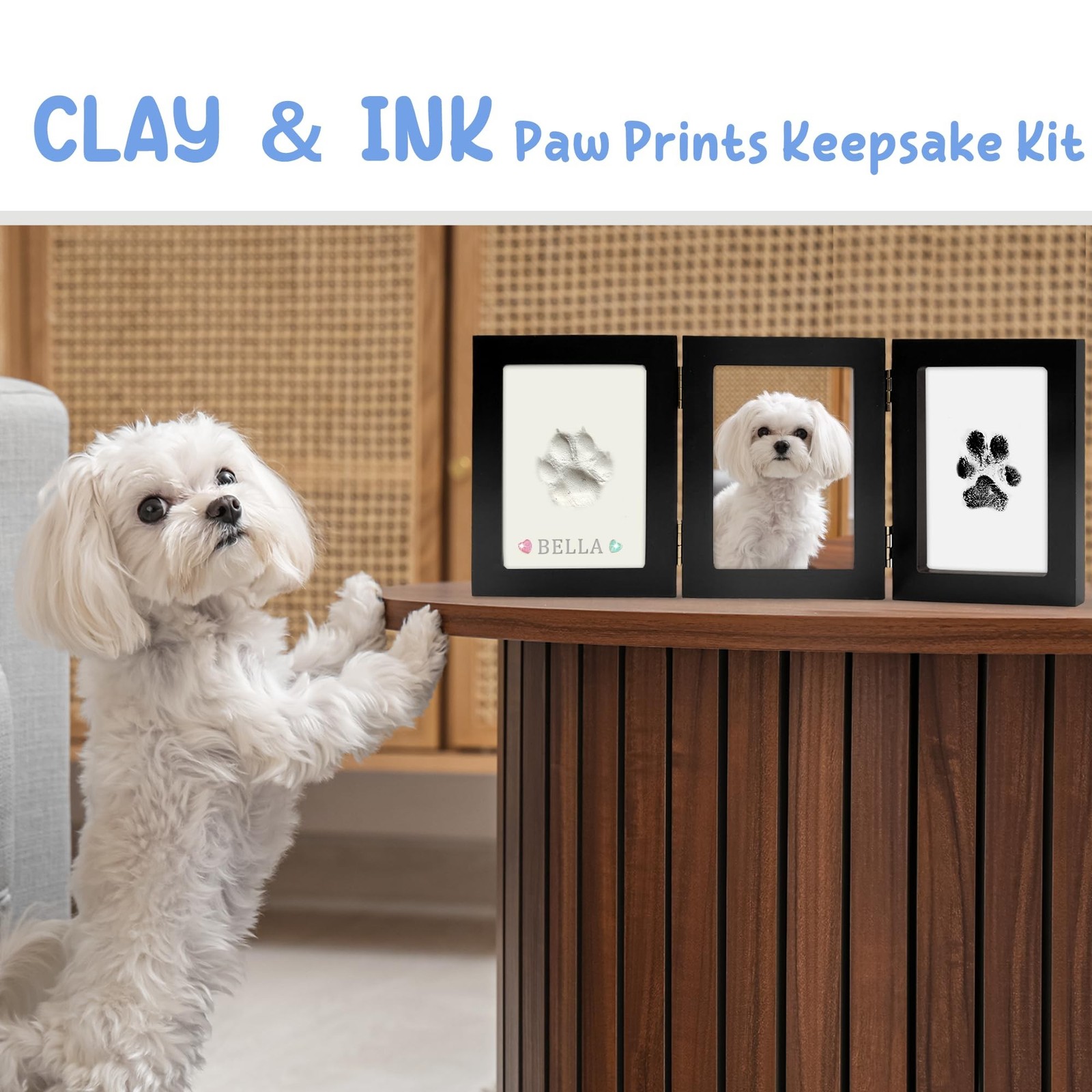 MYPAWLETS Ink&Clay Paw Print Kit Keepsake,Inkless Ink Pad & Soft Clay for Dog…