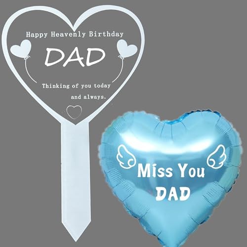 Heart Dad Garden Stake Memorial Remembrance Plaque for Cemetery, Outdoors,