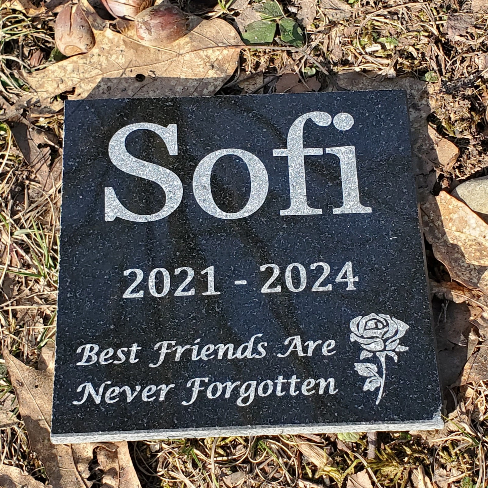 Pet Memorial Grave Marker Garden Stone Headstone 6×6 Granite Cemetary Plaque d4