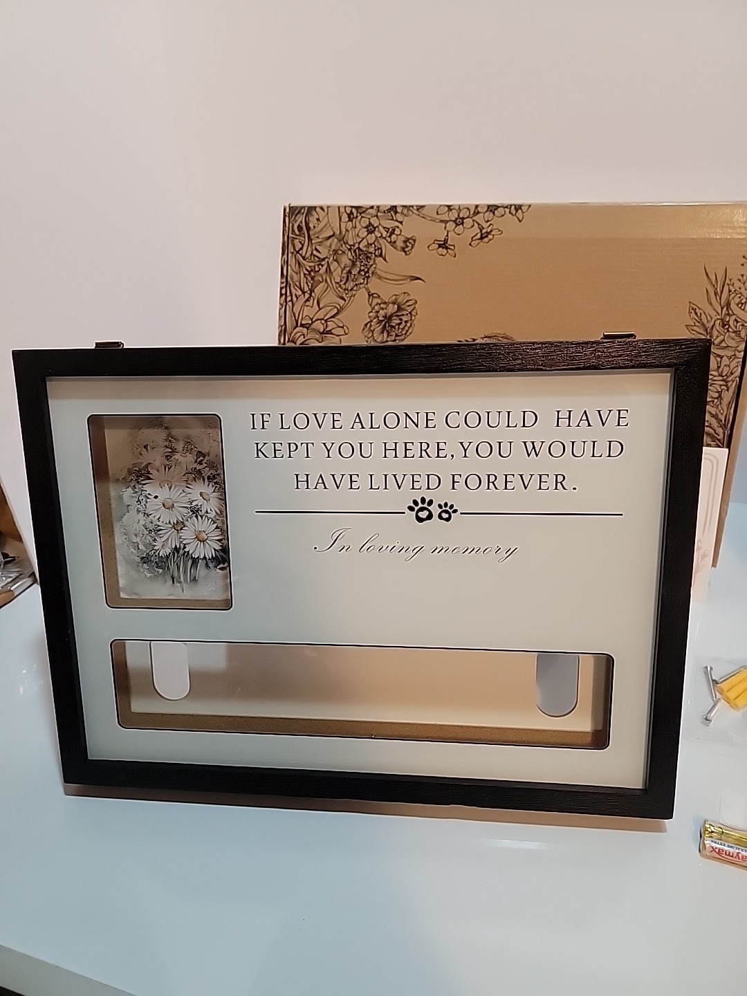 Pet Memorial Collar And Picture Frame Light Up Shadowbox Black Frame New Cat Dog