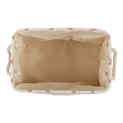 Pet Storage Collection Paw and Bone Print Small Rectangle, 14x8x9″ Rose