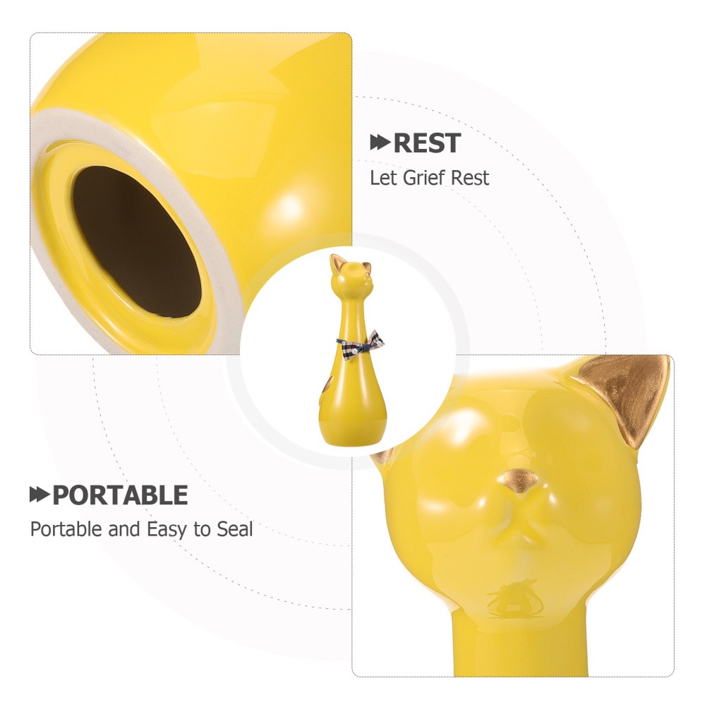 Yellow Ceramic Pet Memorial Urn Small Ashes Holder for Dog and Cat Tribute
