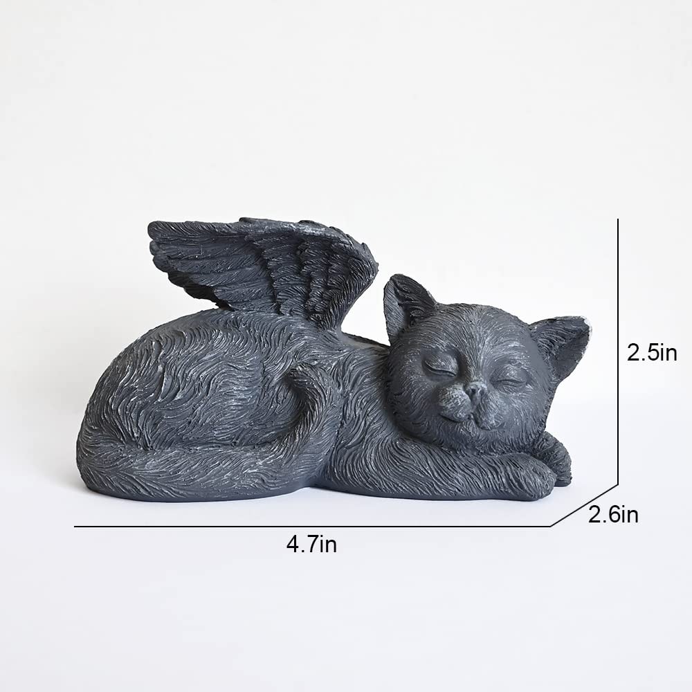 Pure Garden Sculpture Pet Memorial Statue Sleeping Angel Cat