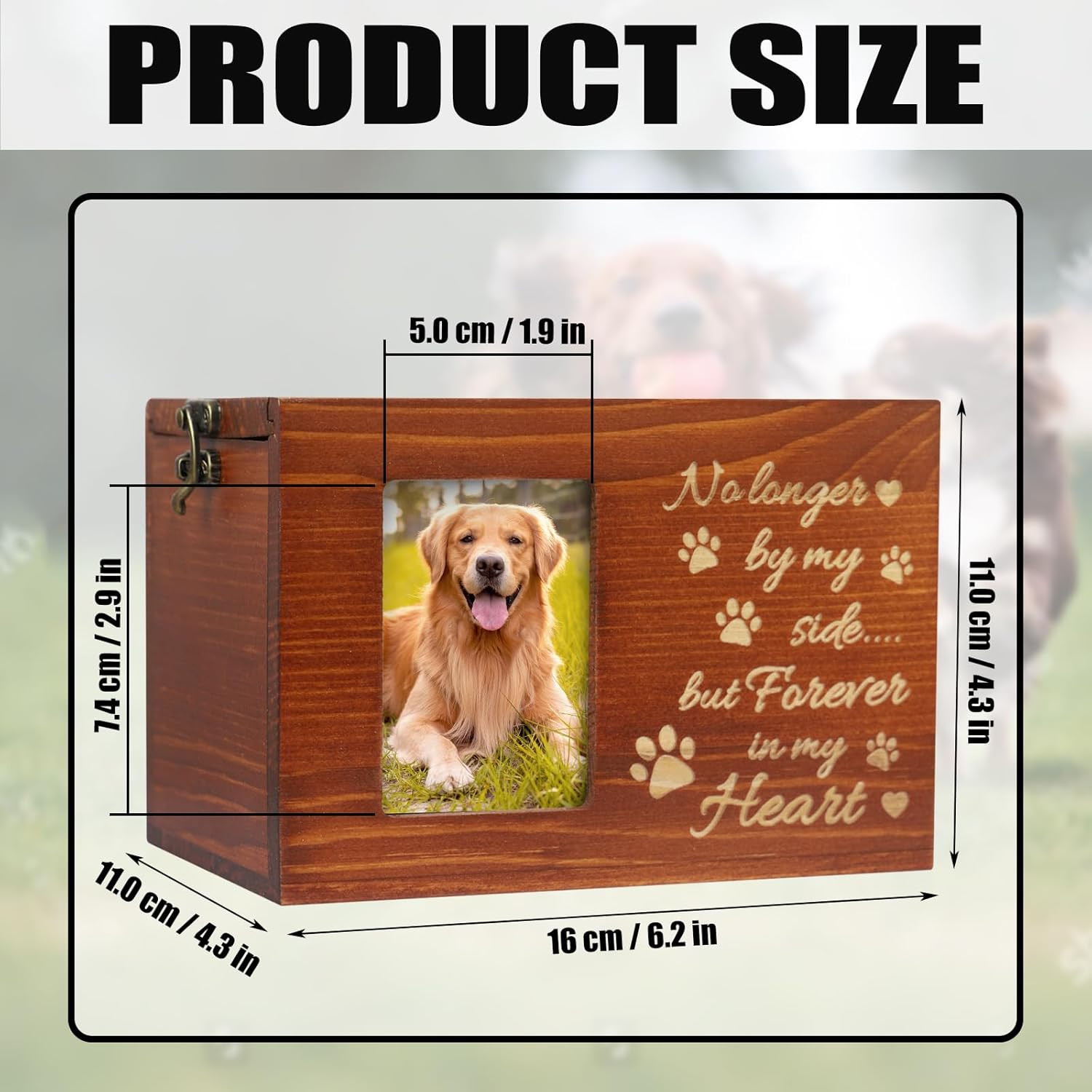 Pet Memorial Urn for Dog or Cat Ashes Wooden Dog Urns Keepsake Memory Box Cremat