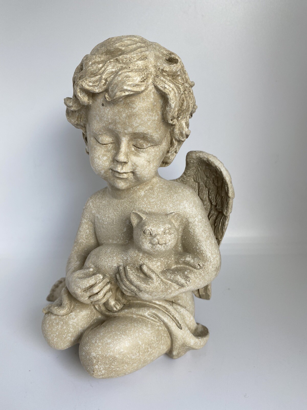 CAT MEMORIAL STATUE DOG PUPPY WITH WINGS PLAQUE ORNAMENT