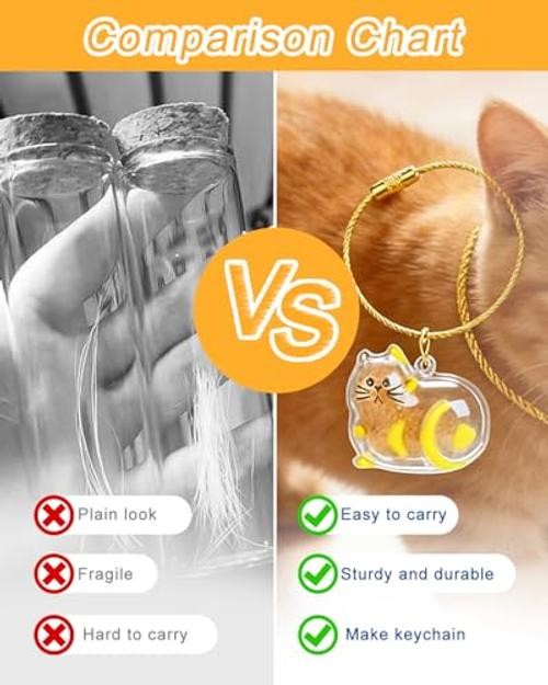 Cat Hair Holder Keychain | Hair Storage Bottle | Pet Fur Keepsake-Hold Fur &