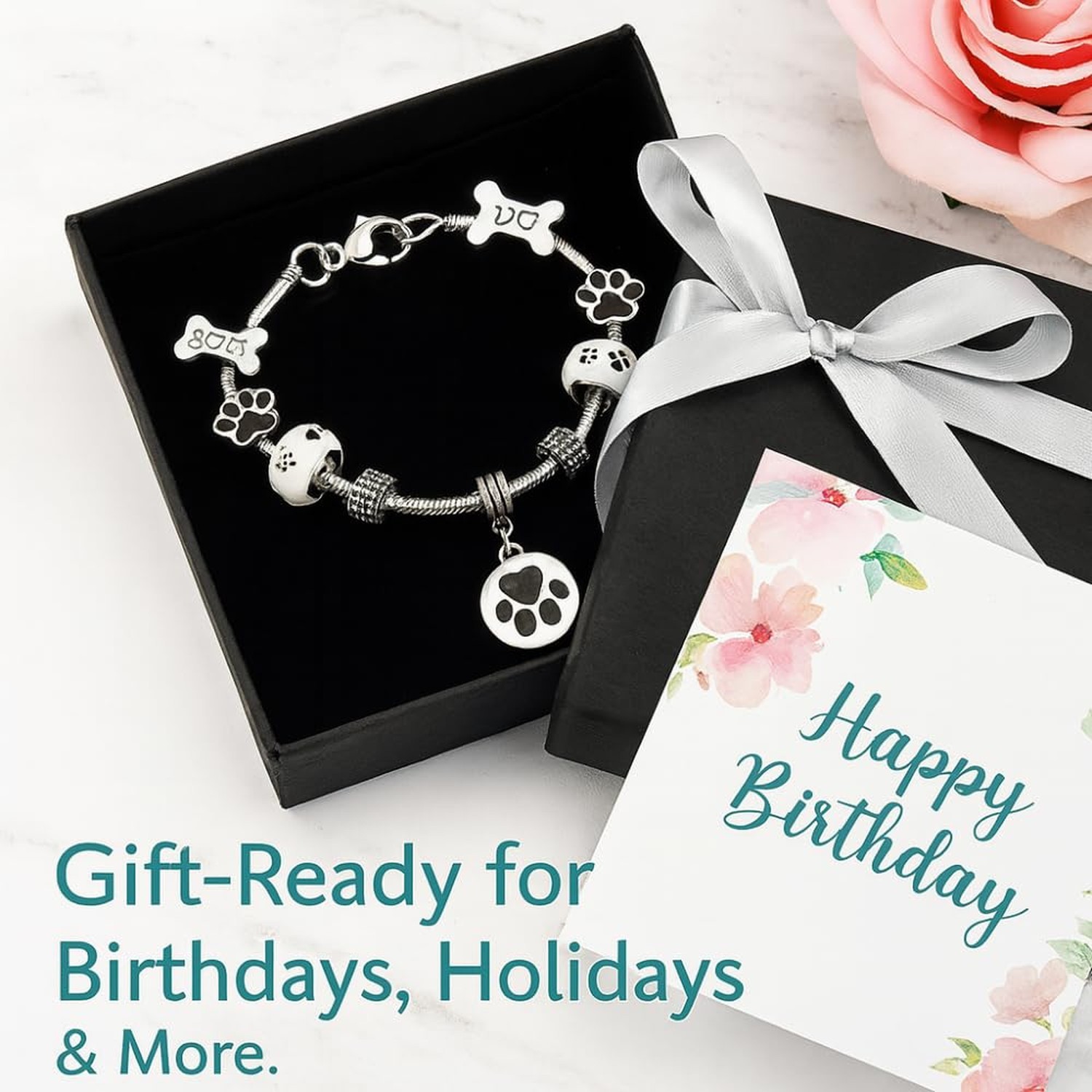 Infinity Collection Dog Paw Print Charm Bracelet – Silver Pet Lover Jewelr